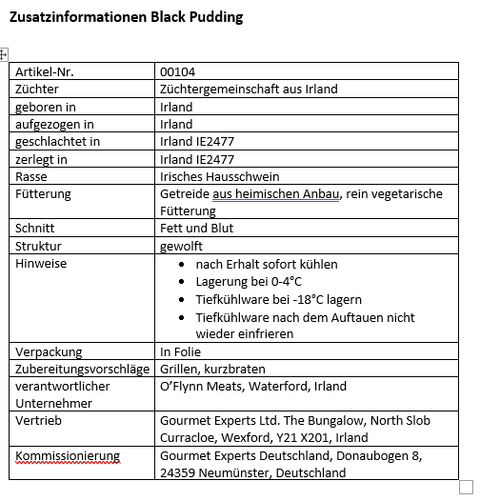 Prime Irish Black Pudding - Gourmet Experts Ltd
